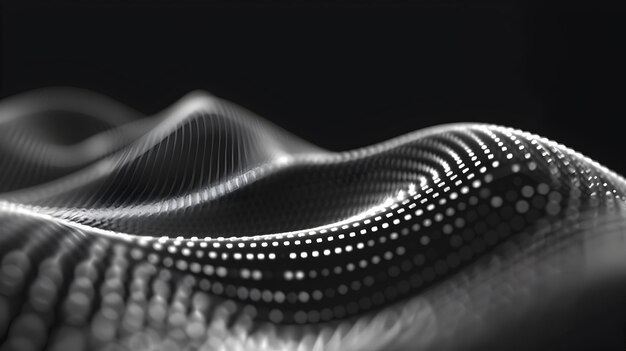 Digital Waveform in Motion A Loop of Thousands of Particles Simulating a Sound Waveform