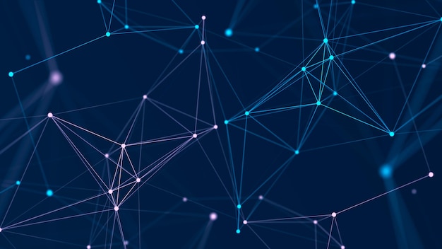 Distribution of lines and points in space Digital background of data network connection 3D rendering