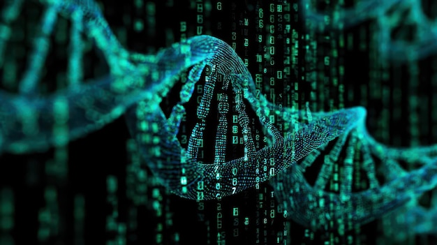 DNA Strands in Digital Matrix BioTech Fusion Concept Transparent Background