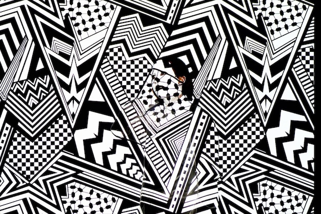 Double exposure image of woman and abstract pattern