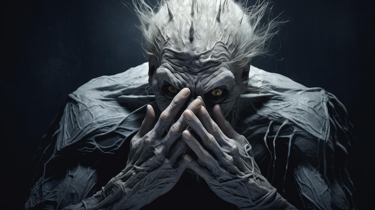 Fotografie dramatic light capturing the expressive grey monster in fantasy photography
