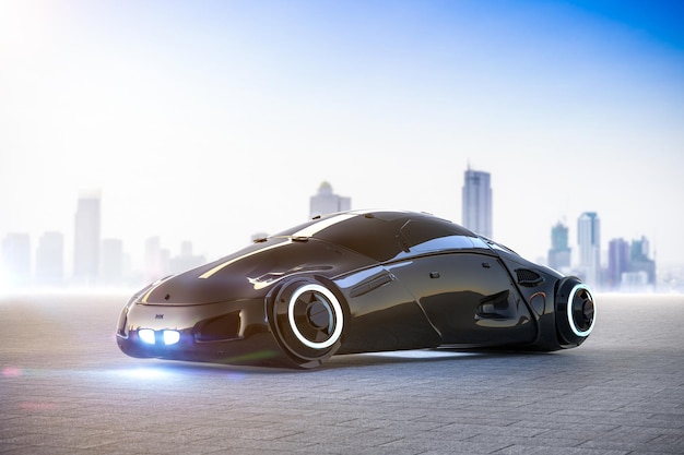 driverless car or autonomous car with 3d rendering car
