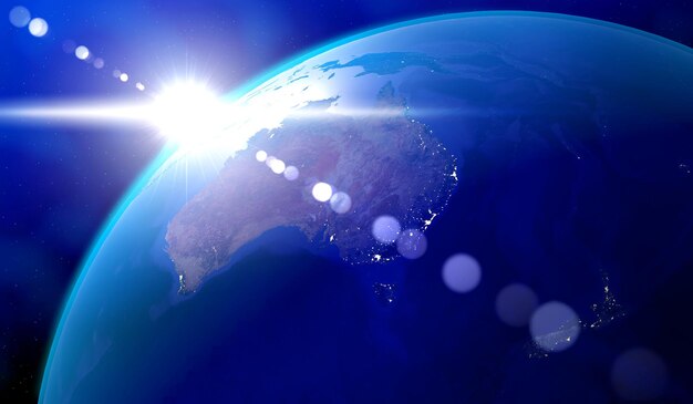 Earth from space view on Australia side 3D illustration