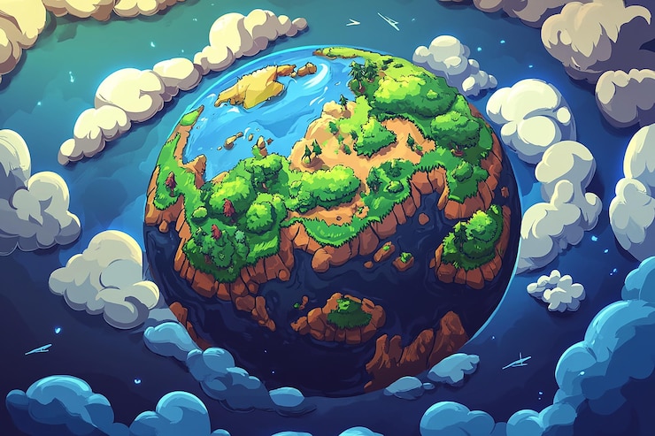 Fotografie earth in abstract cartoon style