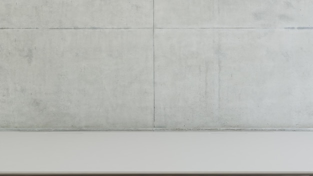 empty desk with concrete wall background 3d rendering