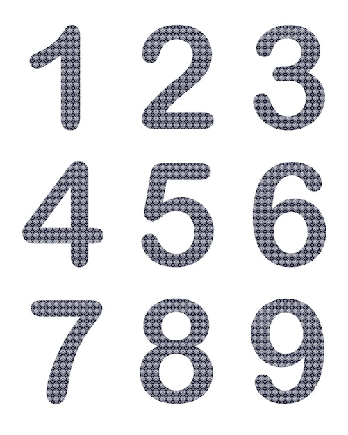 English numbers One to nine for decorating book covers advertising cards messages