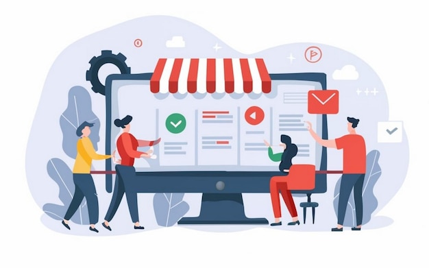 erp enterprise resource planning concept company productivity and improvement illustration website
