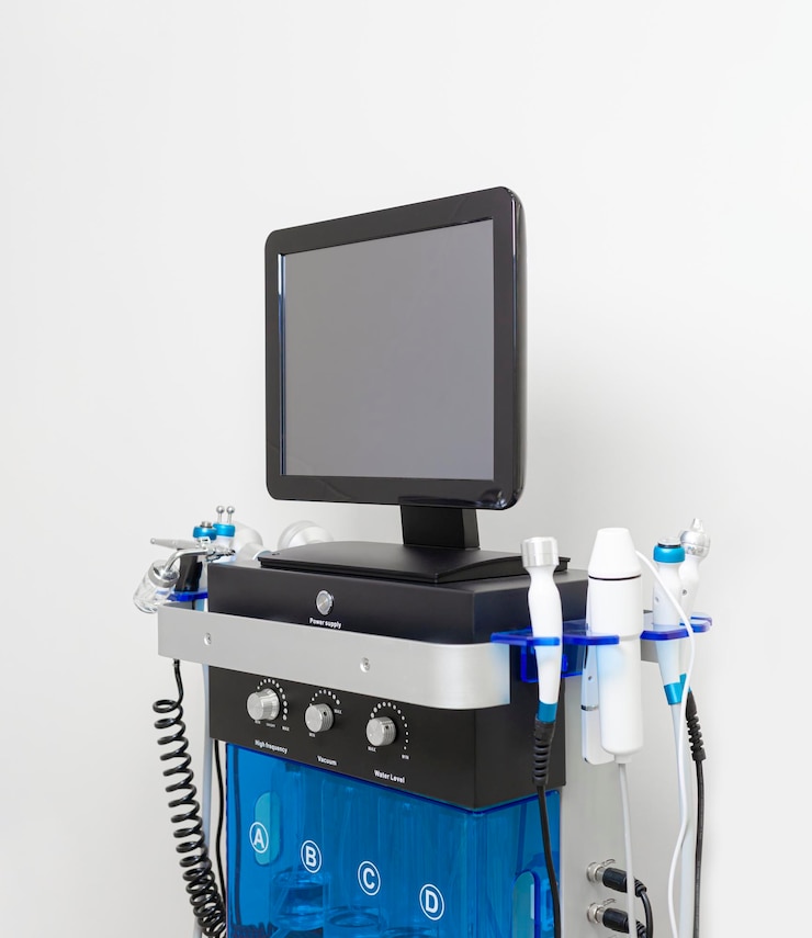 Fotografie facial skin care machine in spa clinic for antiaging or acne treatment the concept of aesthetic medicine beauty tools latest technologies in beauty industry