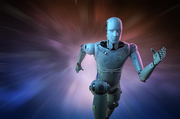 fast speed technology concept with artificial intelligence robot run