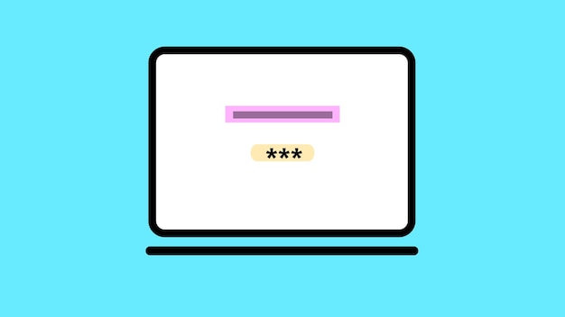 Filed do not match password login laptop icon on a pest color background