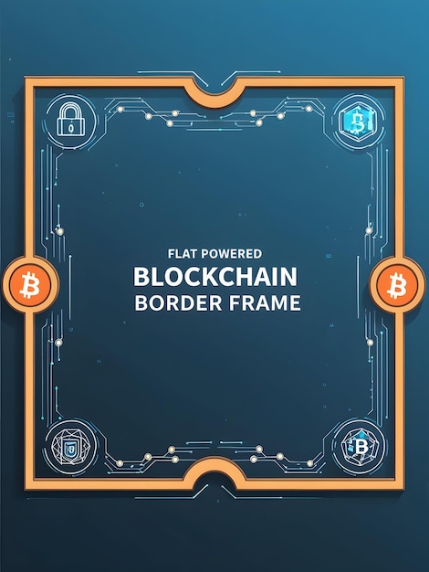 flat ai powered blockchain border frame a clean border frame featuring blockchain elements on the to