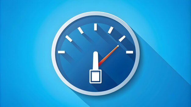 Flat design as Fuel gauge icon with copy space on a blue background concept as A vector image of a f
