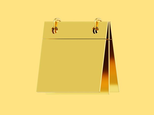 Flip calendar gold metal 3D rendering Icon on yellow background