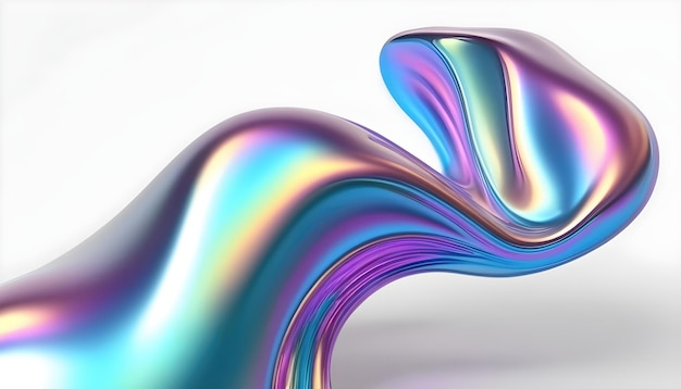 Fluid smooth abstract metallic holographic colored shape background