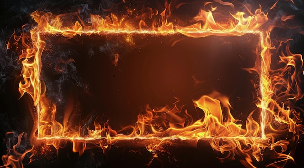Frame of Fire on Black Background