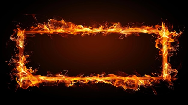 Frame of fire Square frame on fire copy space for text dark background