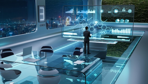 Free picture of futuristic office system manage with technologies