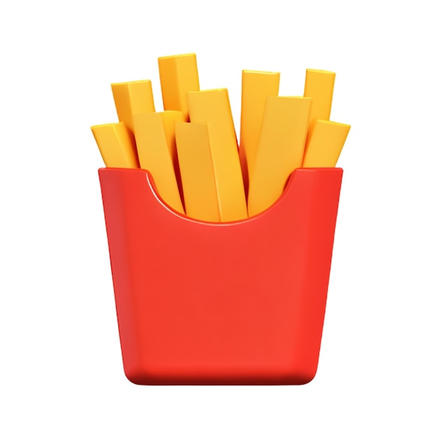 french potato pack box cartoon fastfood fry potato 3d render icon