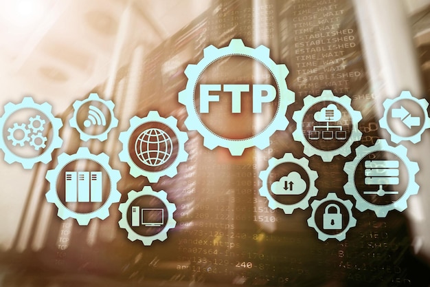 ftp file transfer protocol network transfer data to server on supercomputer background