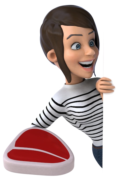 fun 3d cartoon casual character woman