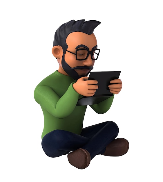fun 3d cartoon indian man with alpha