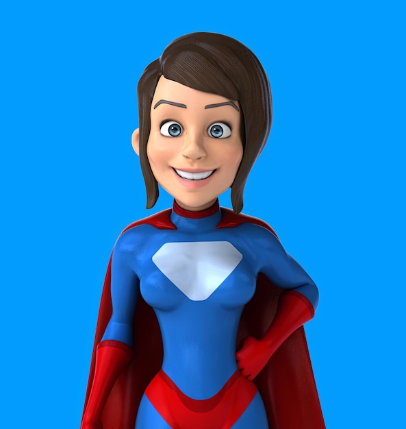Fun 3D cartoon superwoman saying hi