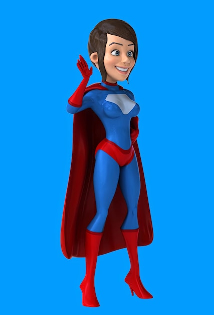 Fun 3D cartoon superwoman saying hi
