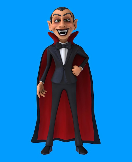 fun 3d cartoon vampire saying hi