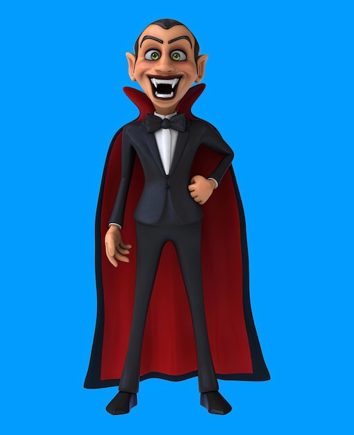 fun 3d cartoon vampire saying hi