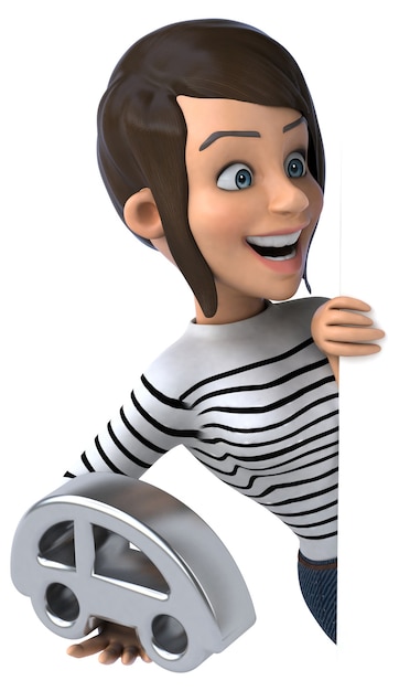 funny 3d cartoon casual character woman