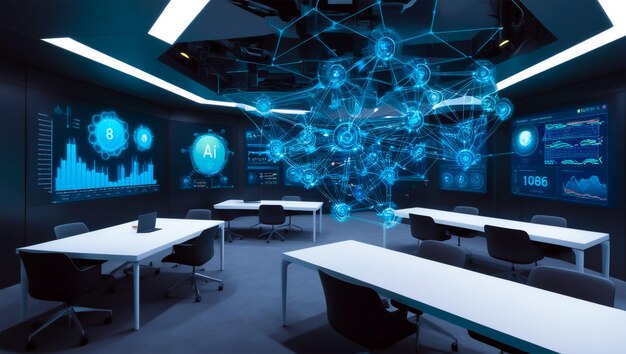 futuristic ai data analytics hub and technology