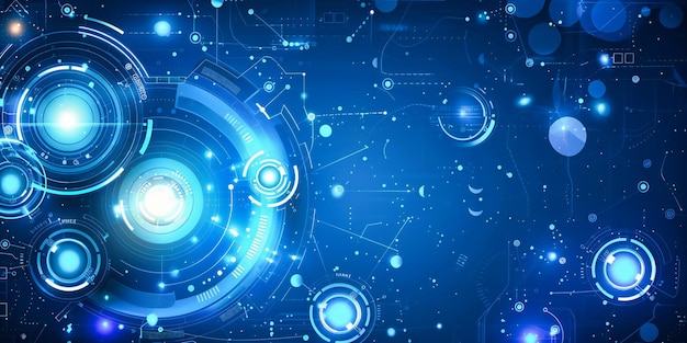 Futuristic digital technology concept with abstract blue design symbolizing advanced computing and network communication