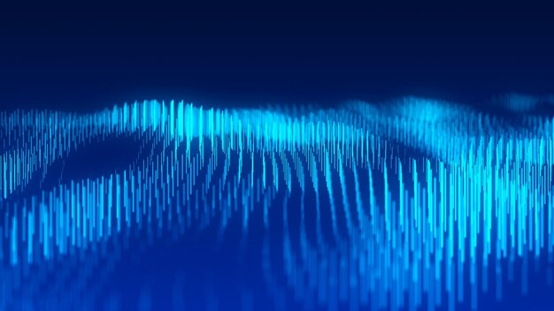 Futuristic illustration with explosion of data Abstract background with glowing particles Digital moving wave 3d rendering