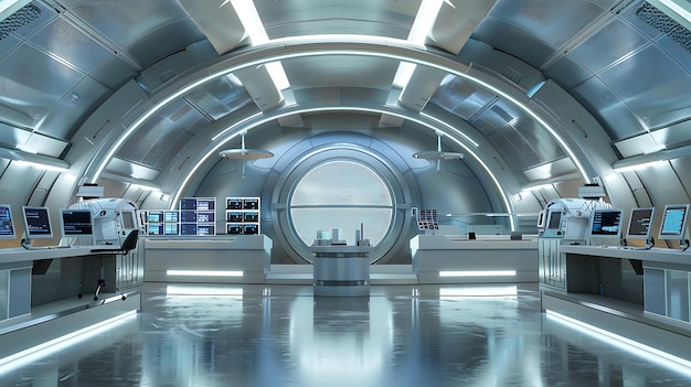 Futuristic Interior Design of a Spaceship Control Room