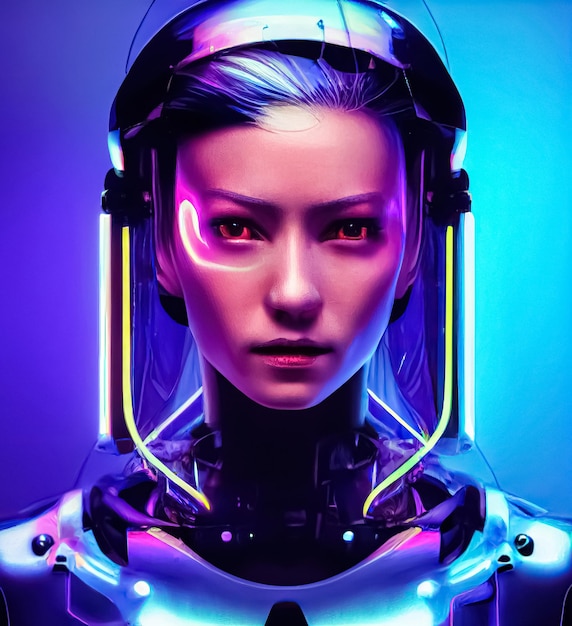 futuristic scifi fantasy cyberpunk woman cybernetic technology concept digital 3d illustration