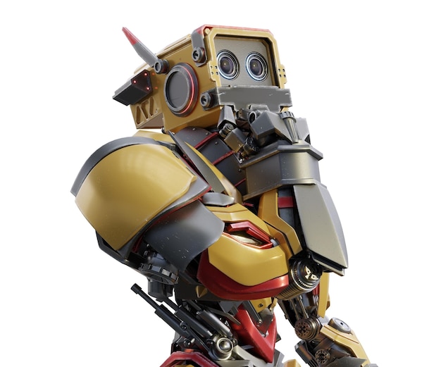 Futuristický robot izolovaný na průhledném pozadí 3D renderování
