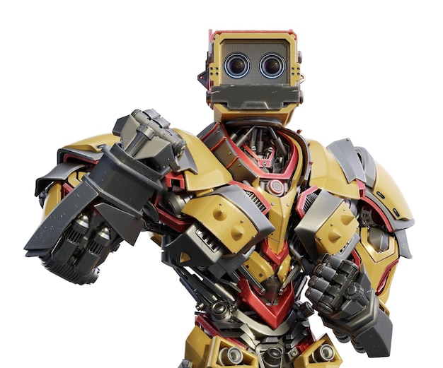 Futuristický robot izolovaný na průhledném pozadí 3D renderování