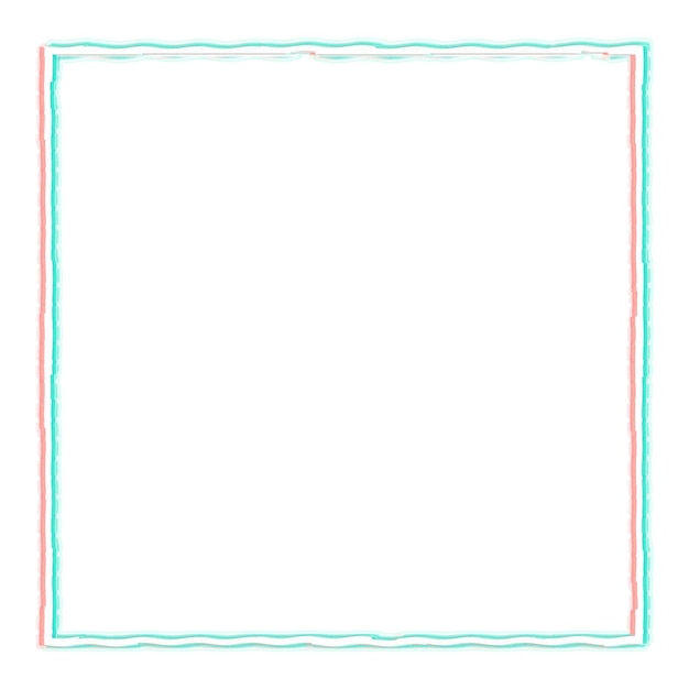 Geometric square shape with glitch effect on a black background