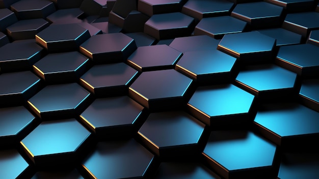Gexagonal cube black digital background Generative Ai