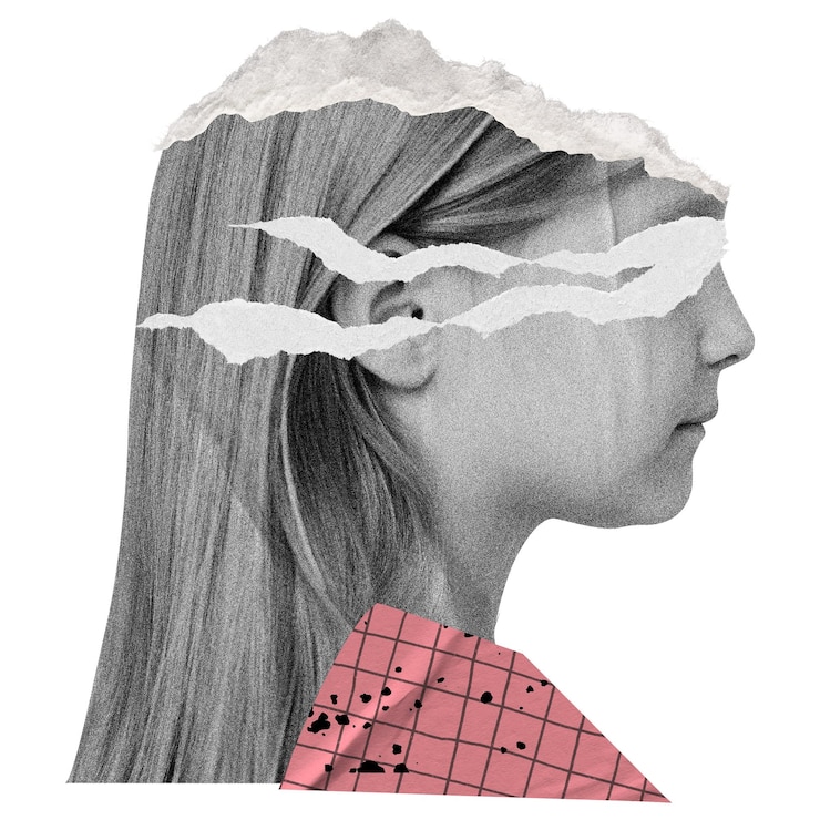 Fotografie girl png sticker ripped paper collage transparent background