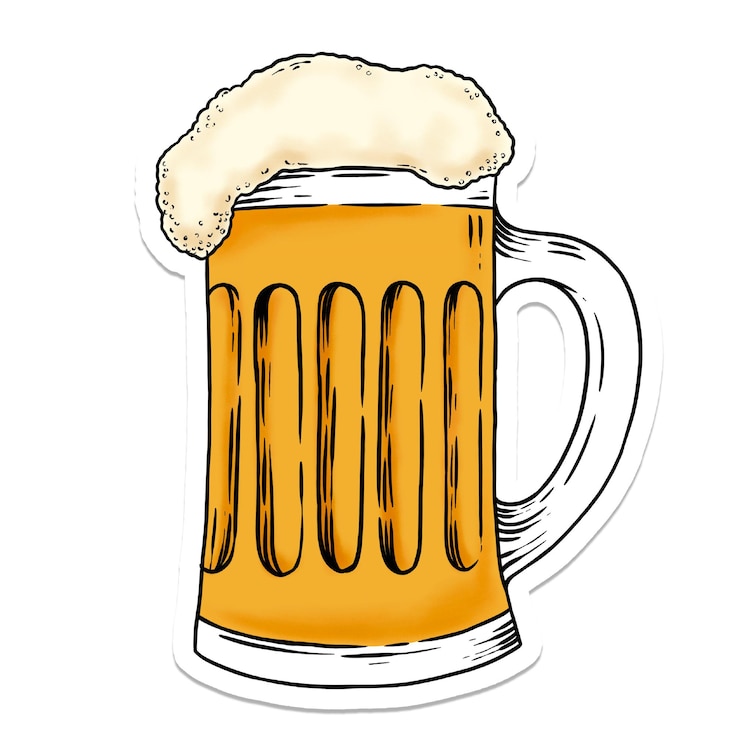 Fotografie glass of beer sticker with a white border