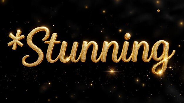 Glittering Gold Script with Star like Elements on Dark Background