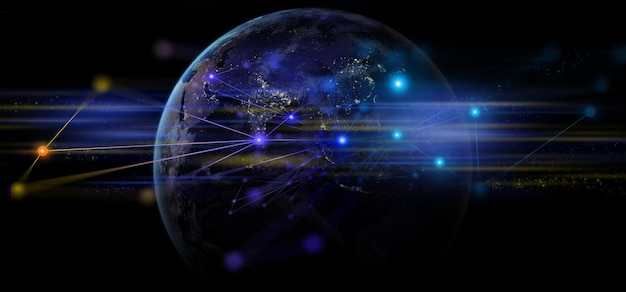 global earth network metaverse internet social online technology globe of networking big data ai