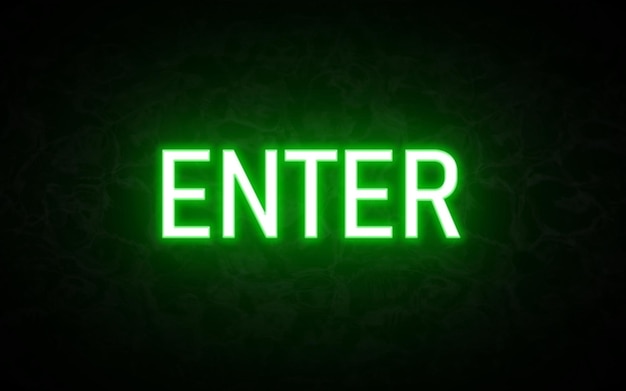 Glowing Neon Enter Sign Glowing in the Dark
