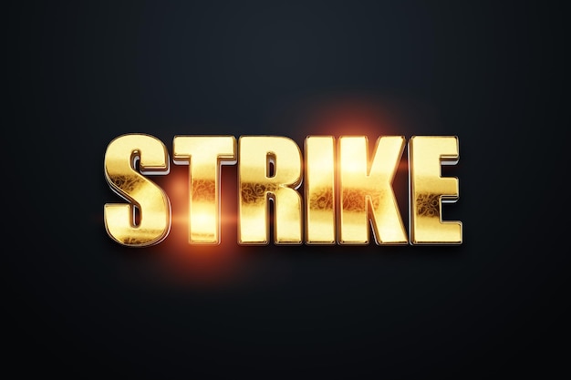 golden inscription strike poster for advertising poster for the site modern design magazine style copy space 3d illustration 3d render
