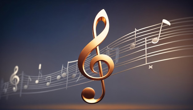 Golden Treble Clef and Musical Notes