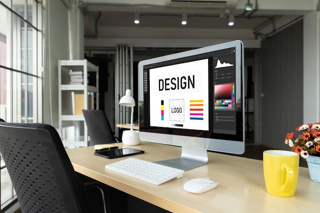 graphic designer software for modern design of web page and commercial ads