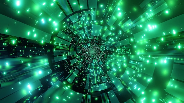 green 4k uhd glowing color changing lights tunnel corridor 3d illustration background wallpaper design