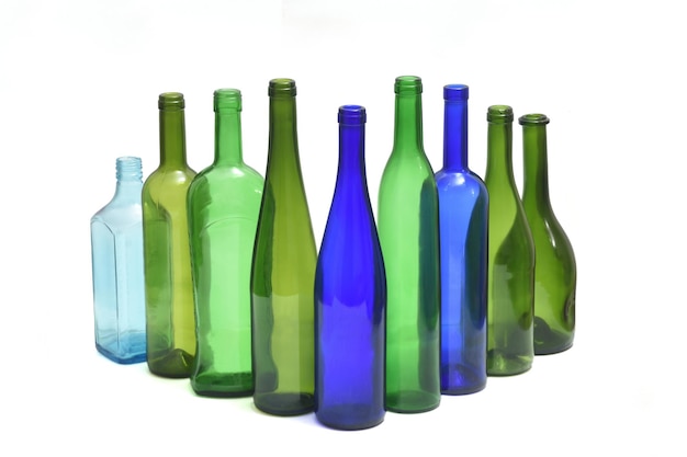 group of bottle on white background