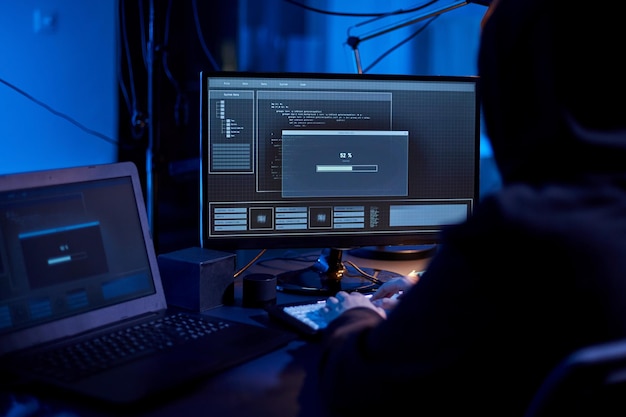 hacker using computer virus for cyber attack